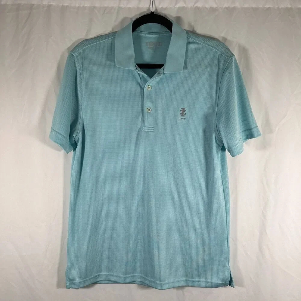 Izod Golf Shirt Men's Small Blue 1/4 Button Short Sleeve Collared